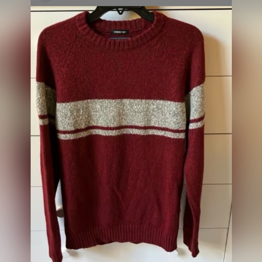 AMERICAN EAGLE "Seriously Soft" Crew Neck Sweater Men's M, NWT Maroon, WoolBlend - Picture 1 of 8